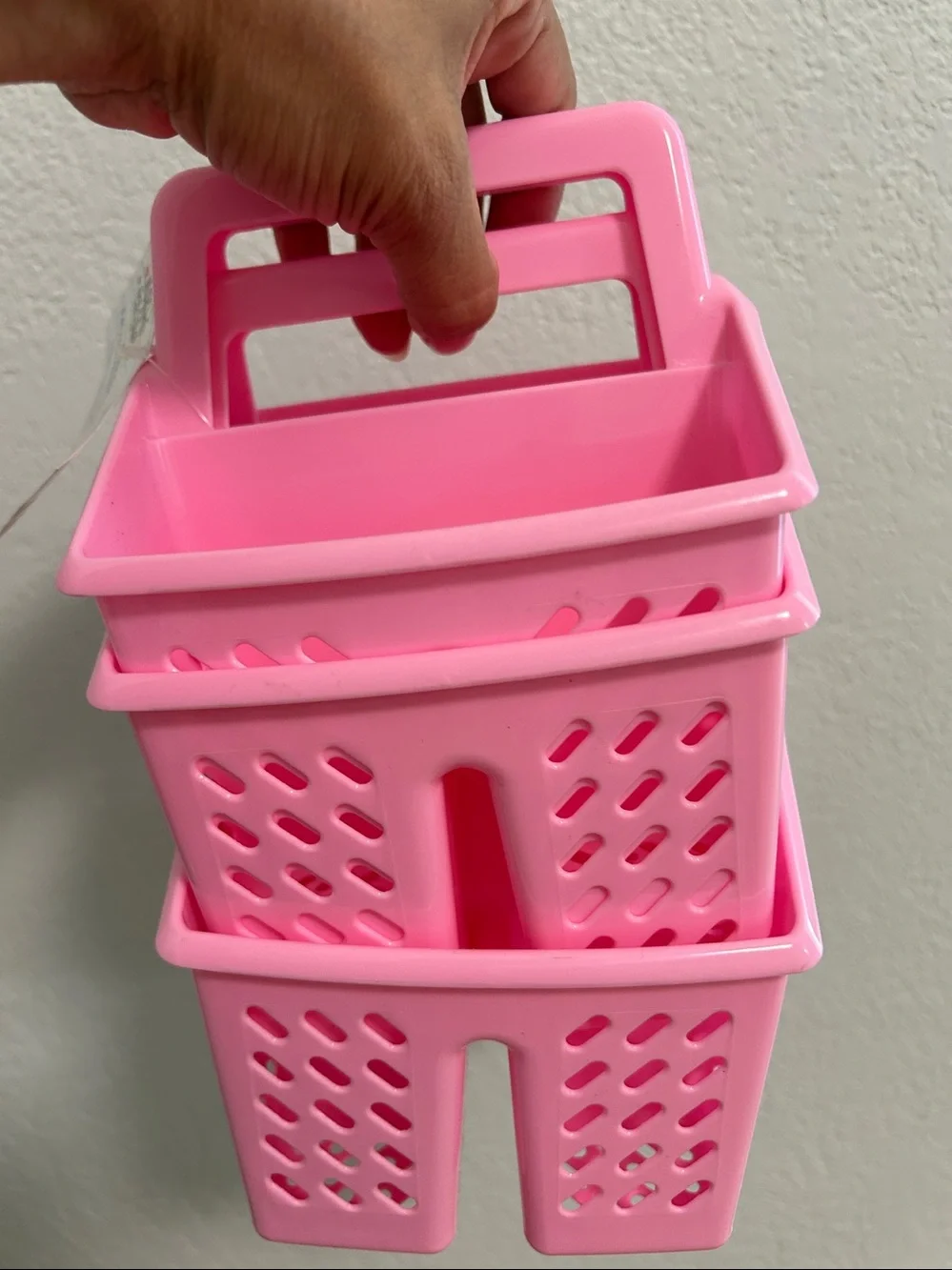 3 Pack Pink Plastic Storage Tote Caddy Organizer with Handle-4 Section Container